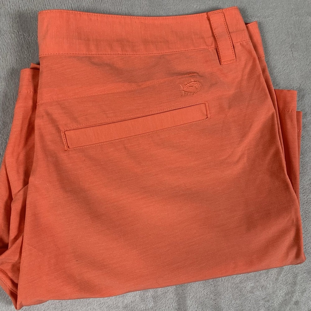 Southern Tide Shorts Mens 36 Orange Chino Performance Belted Casual Summer Work